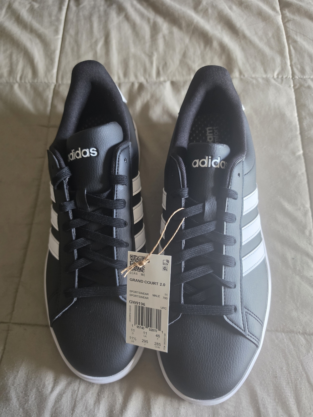 Adidas Grand Court 2.0 Sneakers - Black with White Stripes
